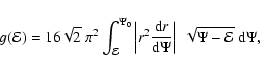 \begin{displaymath}%
g({\mathcal{E}})
=
16\sqrt{2}~\pi^2
\int_{{\mathcal{E}}}...
...d}}\Psi}\right\vert~
\sqrt{\Psi-{\mathcal{E}}}~{{\rm d}}\Psi,
\end{displaymath}