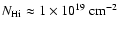 $N_{{\rm H {\sc i}}}
\approx 1 \times 10^{19} \; {\rm cm}^{-2}$