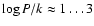 $\log P/k \approx
1 \ldots 3$