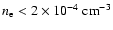 $n_{{\rm e}} < 2 \times 10^{-4} \;
{\rm cm}^{-3}$