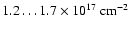 $1.2 \ldots 1.7 \times 10^{17} \; {\rm cm}^{-2}$