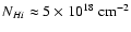 $N_{H {\sc i}} \approx 5 \times 10^{18} \; {\rm cm^{-2}}$