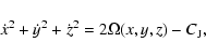 \begin{displaymath}\dot x^2+\dot y^2+\dot z^2=2\Omega(x,y,z)-C_{\rm J},
\end{displaymath}