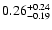 $\rm0.26_{-0.19}^{+0.24}$
