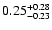 $\rm0.25_{-0.23}^{+0.28}$
