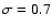 $\sigma=0.7$
