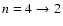 $n=4 \to 2$