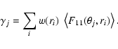 \begin{displaymath}
\gamma_j=\sum_i w(r_i)~\left<F_{11}(\theta_j,r_i)\right>.
\end{displaymath}