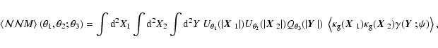 \begin{displaymath}\left\langle {\cal N}{\cal N}M \right\rangle(\theta_1,\theta_...
...dmath$X$ }_2) \gamma(\mbox{\boldmath$Y$ };\psi) \right\rangle,
\end{displaymath}