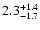 $\rm 2.3_{-1.7}^{+1.4}$