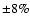 $\pm 8\%$