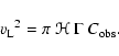 \begin{displaymath}{v_{\rm L}}^2 = \pi ~ \mathcal{H} ~ \Gamma ~ C_{\rm obs}.
\end{displaymath}