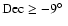 ${\rm Dec} \ge -9\hbox{$^\circ$ }$