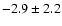 $ -2.9 \pm 2.2 $