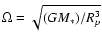 $\Omega=\sqrt{(G M_*)/R_p^3}$