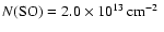 $N{\rm (SO)}= 2.0\times 10^{13}\hbox{\kern 0.20em cm$^{-2}$ }$