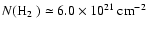 $N(\hbox{H${}_2$ })\simeq 6.0\times 10^{21}\hbox{\kern 0.20em cm$^{-2}$ }$