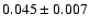 $ 0.045 \pm 0.007 $