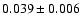 $ 0.039 \pm 0.006 $
