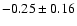 $ -0.25 \pm 0.16 $