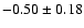 $ -0.50 \pm 0.18 $