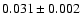 $ 0.031 \pm 0.002 $