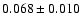 $ 0.068 \pm 0.010 $