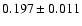 $ 0.197 \pm 0.011 $