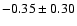 $-0.35\pm0.30$
