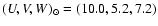 $(U, V, W)_{\odot}=(10.0, 5.2, 7.2)$
