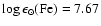 $\log \epsilon_{\odot}(\rm Fe)=7.67$