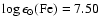 $\log \epsilon_{\odot}(\rm Fe)=7.50$