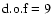$\rm d.o.f = 9$