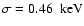 $\sigma = 0.46 \;\;\rm keV$