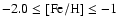 $\rm -2.0 \leq [Fe/H] \leq -1$