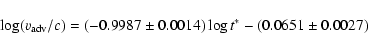 \begin{displaymath}\log(v_{\rm adv}/c)=(-0.9987\pm 0.0014)\log t^{*}-(0.0651\pm 0.0027)
\end{displaymath}