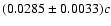 $(0.0285\pm0.0033)c$