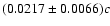 $(0.0217\pm 0.0066)c$