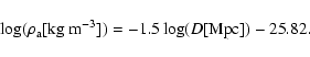 \begin{displaymath}\log(\rho_{\rm a}[{\rm kg~m^{-3}}])=-1.5\log(D[{\rm Mpc}])-25.82.
\end{displaymath}