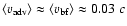 $\langle v_{\rm adv}\rangle\approx\langle v_{\rm bf}\rangle\approx 0.03~c$