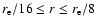 $r_{\rm e}/16 \leq r \leq r_{\rm e}/8$