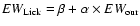 $EW_{\rm Lick} = \beta + \alpha \times
EW_{\rm our}$