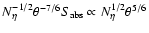 $N_\eta^{-1/2} \theta^{-7/6} S_{\rm abs} \propto N_\eta^{1/2} \theta^{5/6}$