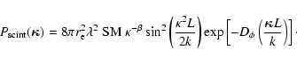 \begin{displaymath}P_{\rm scint}(\hbox{\myfont \symbol{20} }) = 8 \pi r_{\rm e}^...
...t( \frac{\hbox{\myfont \symbol{20} }L}{k} \right) \right]\cdot
\end{displaymath}