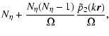$\displaystyle N_\eta + \frac{N_\eta (N_\eta -1)}{\Omega} \frac{\tilde p_2(k\vec{r})}{\Omega},$