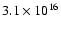 $3.1 \times 10^{16}$