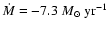 $\dot{M}= -7.3~M_{\odot}~\rm yr^{-1}$