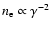 $n_{\rm e}\propto\gamma^{-2}$