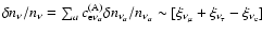 $\delta n_{\nu}/n_{\nu}=
\sum_{a} c^{(\rm A)}_{{\rm e}\nu_{a}}\delta n_{\nu_{a}}/n_{\nu_{a}}\sim
[\xi_{\nu_{\mu}} + \xi_{\nu_{\tau}} - \xi_{\nu_{\rm e}}]$