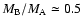 $M_{\rm B} / M_{\rm A} \simeq 0.5$